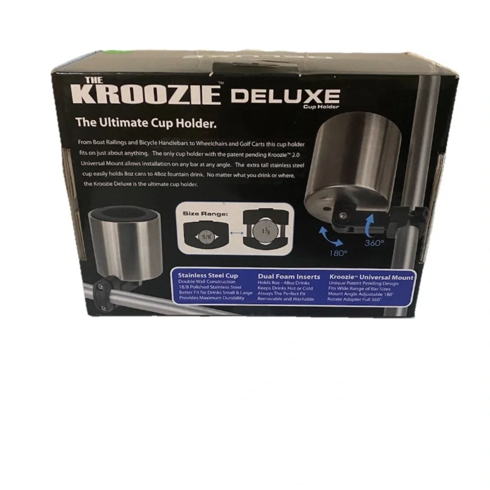 The Kroozie Deluxe Blue Cup Holder For Bikes Wheelchairs Golf Cart Boat